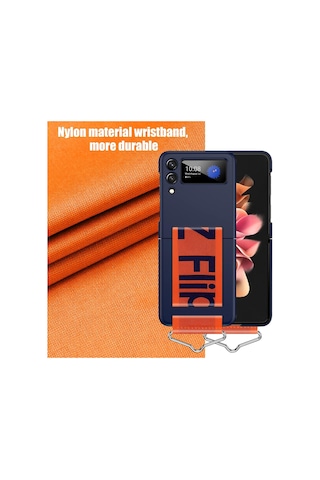 Samsung Galaxy Z Flip 3 Mavi İçin Standlı Silikon Kılıf Diğer