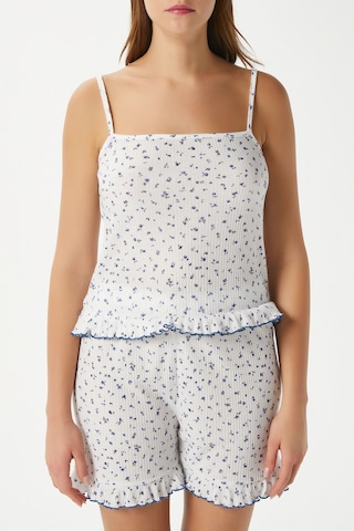 Ritnice Kadın Paula Askılı Mavi Fırfır Şortlu Pijama Takımı Mavibeyaz