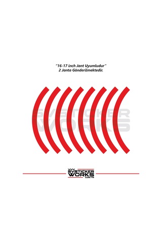 Motosiklet Jant Şeridi Jant Sticker Yarım Kaplama Daire 17-18 İnch Jant Motor Uyumlu Kırmızı