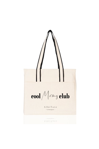 Ds Designarts Albitote Cool Moms Club Kanvas Totebag Açık Krem