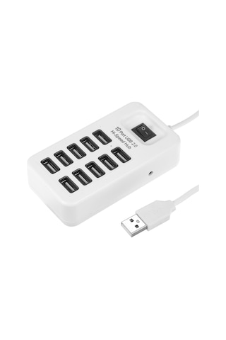 Springsun 10 Port Usb 2.0 Yüksek Hızlı Hub Eş Zamanlı Kullanım Büyük Dosyaların Hızlı Aktarımı 480mbps İletim Hızı Tek Tuşla