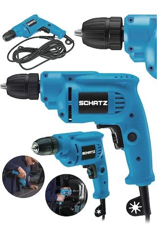 Schatz Profesyonel 580w Bakır Sargılı 10mm Metal Şanzıman Elektrikli Matkap Mavi