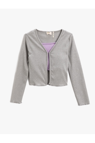 Koton Crop Üst Ve Uzun Kollu Hırka 2'li Takım Gri 2skg10260ak Gri