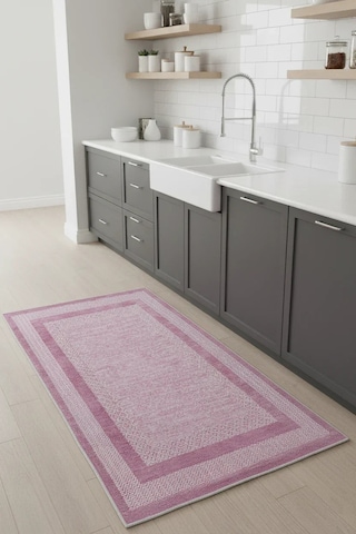 Pembe Modern Yıkanabilir Antibakteriyel Salon Halısı - Yo11543p