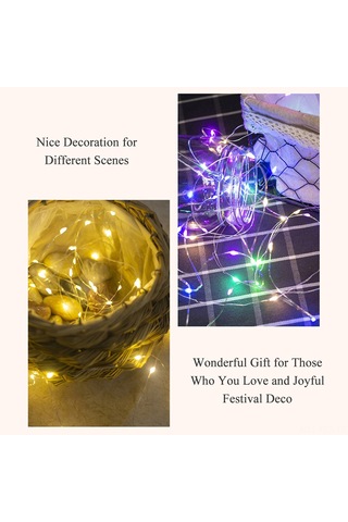 Hfambition 3 Metre 30 Led Işık Zinciri, Tek Sürekli Aydınlatma Modu, Ip65 Su Geçirmez, Dört Renk, 2xcr2032 Pili İle Çalışır