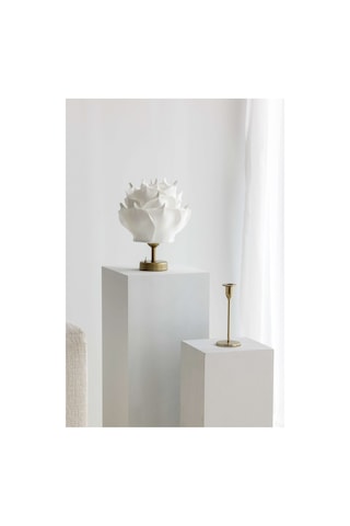 Dekor Yapay Eva Çiçeği Kablosuz Masa Lambası Üst Beyaz-alt Eskitme Gold 9v Pil 75-90 Saat