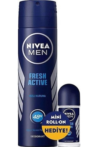 Nivea Men Fresh Active Hızlı Kuruma Erkek Sprey Deodorant 150 ML + Fresh Active Roll-On 25 ML Nivea Men Fresh Active Hızlı Kuruma Erkek Sprey Deodorant 150 ML + Fresh Active Roll-On 25 ML