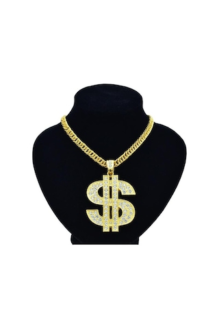 Thug Life Hip Hop Rap Gangster Büyük Dolar Kolye Zinciri Gümüş