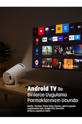 Jeero Hy300pro White 1080 Pixel Multimedia Ultra Hd Android 12 Projeksiyon Cihazı Türkçe Menü