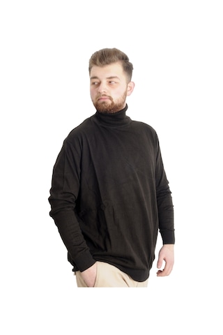 Mode Xl Büyük Beden Erkek Kazak Balıkçı Yaka 22205 Kahverengi 001