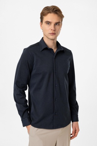 Backandbond Koyu İndigo Regular Fit Örme Gömlek Koyu Indigo