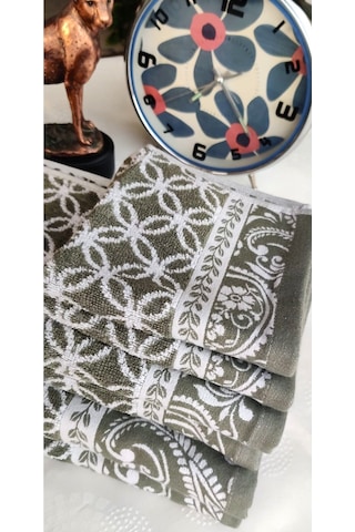 Hediyelik, Çeyizlik , İhraç Fazlası Özel Üretim Bukle Cotton Banyo-mutfak Havlu Seti 6'lı Set Yeşil