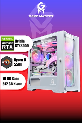 Game Master Hydra 3050 R5-5500 16 GB 512 GB M.2 SSD RTX3050 27" Free Dos Masaüstü Oyuncu Bilgisayarı