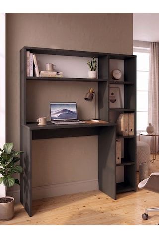 Moonlife Moonlife Duru Kitaplıklı Çalışma Masası Siyah