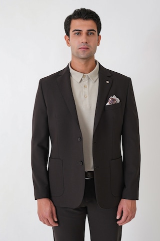 Slim Fit Torba Cep Esnek Pamuklu Kahverengi Ceket C 754