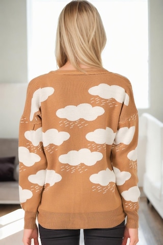 Z9009 Dewberry Bayan Bulut Detay Hırka-camel Camel
