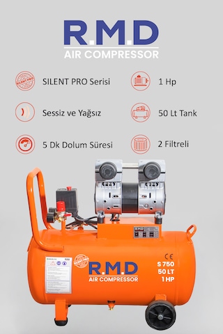 R.M.D Kompresör 50lt Sessiz ve Yağsız Hava Kompresörü I S750