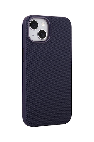 Maks Technology Apple Uyumlu iPhone 14 Kılıf M-safe Şarj Özellikli Kumaş Tasarımlı Mkst Miami Sert Pc Kapak - Derin Mor