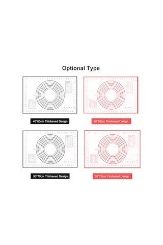 Xindoker Silikon Hamur Hazırlama Ve Pişirme Matı, Ölçekli, 60x40cm Siyah, Tekrarlı Kullanım, Kolay Temizlenir, Fırın Ve Barbekü Aleti Siyah