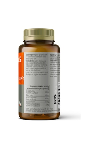 Talya Vitamin 5 Arı Sütü Polen Kırmızı Kore Ginseng Propolis Vitamin C İçeren Takviye Edici Gıda 60 Kapsül