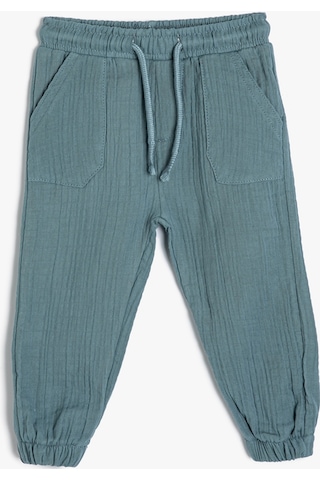 Koton Jogger Pantolon Cep Detaylı Beli Lastikli Dokulu Mavi 4smb40011tw 4SMB40011TW614 Mavi