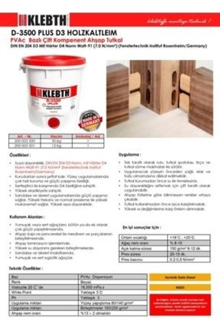 Klebth D-3500 Plus Ahşap Tutkalı 12Kg