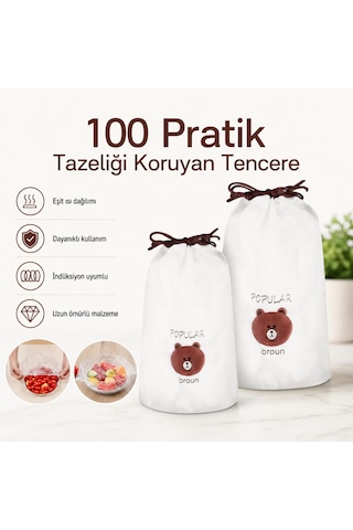Mucit Home 100 Adet Pratik Tazeliği Koruyan Tencere Ve Tabak Bonesi Çok Amaçlı Kapak Gıda Bonesi