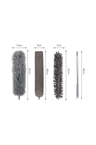 Mikrofiber 3 Başlıklı Anti-statik Toz Alma Fırçası Uzayabilen Saplı Mop Püsküllü Toz Alıcı Silici