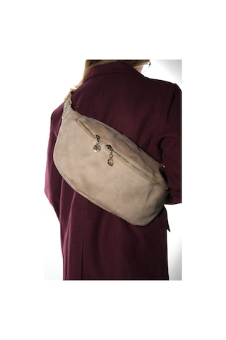 Venta Bej Süet Kadın Büyük Bel Çantası Bej