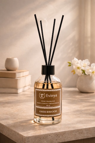 Amberwood 100 Ml Bambu Çubuklu Oda Kokusu Kalıcı Ortam Kokusu & Dekoratif Reed Diffuser Amber