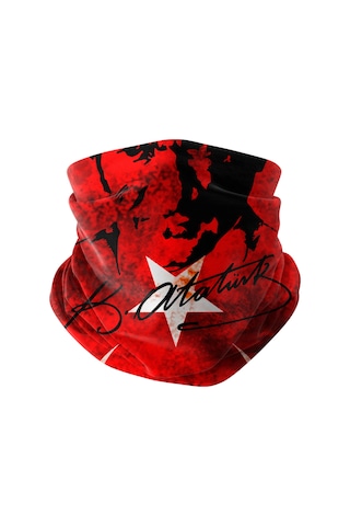 Bobrear Atatürk İmzalı Türk Bayrağı Desenli Çok Amaçlı Buff Bandana Boyunluk Çok Renkli