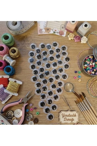 8mm Oynar Göz - Hobi, Amigurumi Ve El Sanatları İçin - 50 Adet Beyaz
