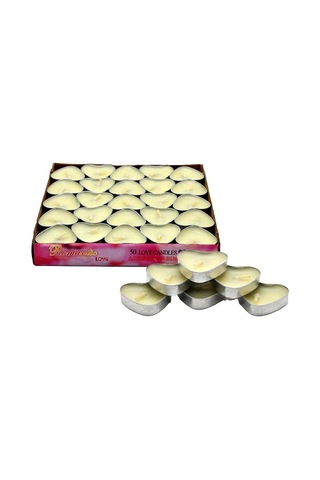 50 Li Kalp Mum Beyaz Tealight Mum Doğum Günü Parti Süsleme Beyaz