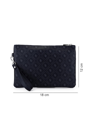 Tamer Tanca Kadın Suni Deri Lacivert Desen Clutch Çanta 743 2337 Bn Cnt Sk25-26 Lacı Gfrj Laci