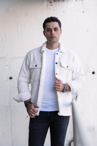 Oversize Çıtçıt Kapamalı Çift Cep Peluş Erkek Gömlek 001