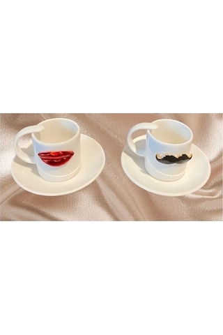 Dudak Bıyık 2'li Kahve Fincanı Takımı