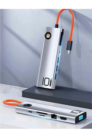Tr30 10 In 1 Type-c To Hdmı Vga Audio Usb3.0x3 Sd/tf Lan Pd Çok Fonksiyonlu Dönüştürücü