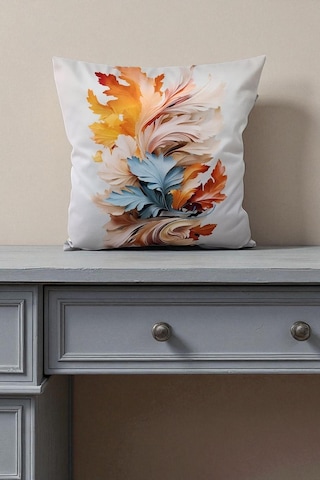 Sonbahar Esintisi Dijital Baskılı Kırlent Kılıfı - 40x40 Cm Ekru
