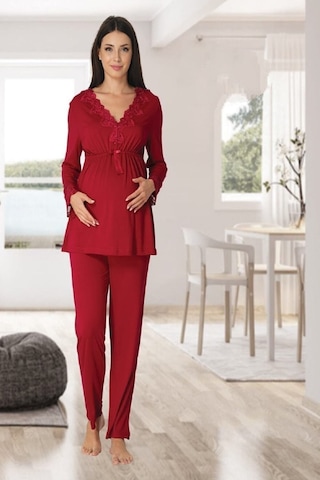 Effort Pijama Dvina Effortt Lohusa 4'lü Set Vişne - 8096 Vişne