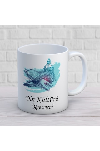 Din Kültürü Öğretmenlerine Özel Öğretmenler Günü Hediyelik Baskılı Kupa Beyaz