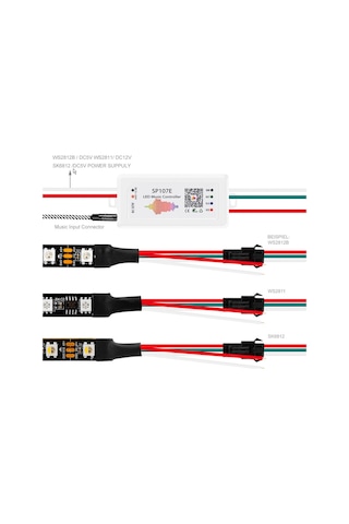 El Kumandası Müzik Sp107e Pixel Rgb Uzaktan Kumanda Led Işık Bluetooth Remote Controller Kontrol 20metre Dc 5-24v