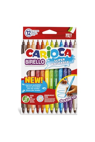 Carioca Bırello Süper Yıkanabilir Çift Taraflı Keçeli Boya Kalemi 12 Parça Renkli Set
