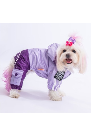 Pawstar Lila Mor Bicolor Köpek Tulum Yağmurluğu