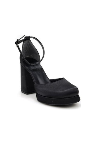 Papuçcity Moda Zen 03512 Kadın Topuklu Abiye Ayakkabı Siyah-saten