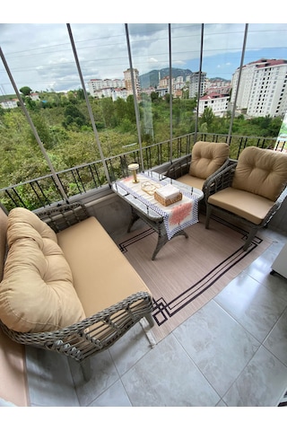 Kartepe 2 1 1 Rattan Bahçe Balkon Takımı Bej