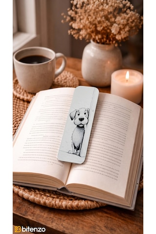 Sevimli Köpek Figürlü Kabartma Dokulu Kitap Ayracı - Minimalist Beyaz Kitap Aksesuarı