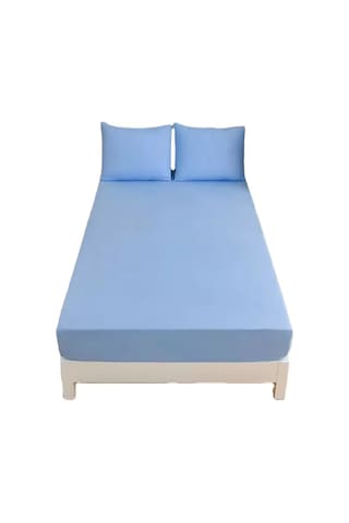 Mycey Çift Kişilik Lastikli Pamuk Penye Çarşaf Takımı 200x200+30 Cm Mavi