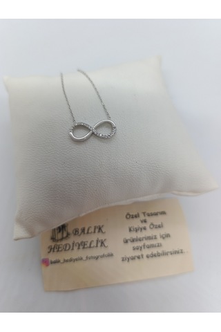 925 Ayar Gümüş Kolye Hediye Kutulu Sonsuzluk Modeli -1005