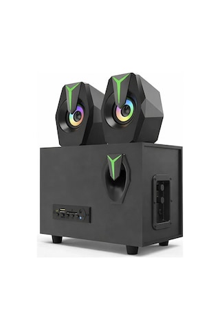 Bluetooth D37 Hoparlör 2in1 Subwoofer Rgb Işıklı Bilgisayar Hoparlörü Speaker
