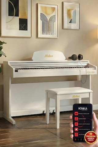 Midex Plx-190wh Dijital Piyano 88 Tuşlu Beyaz Tuş Hassasiyetli Bl